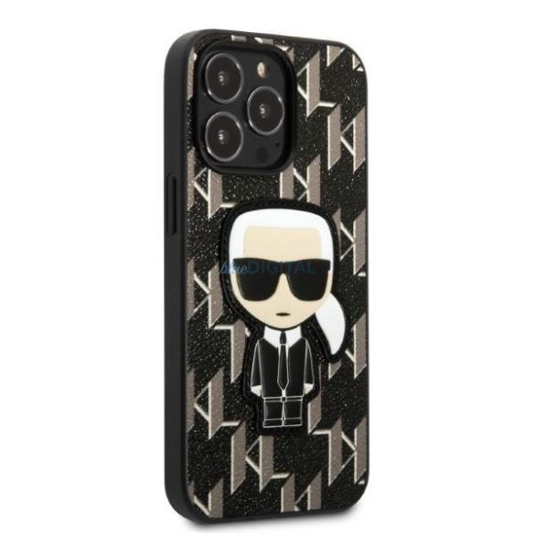 Karl Lagerfeld KLHCP13XPMNIKBK iPhone 13 Pro Max 6.7" keménytok fekete/fekete Monogram Ikonik Patch