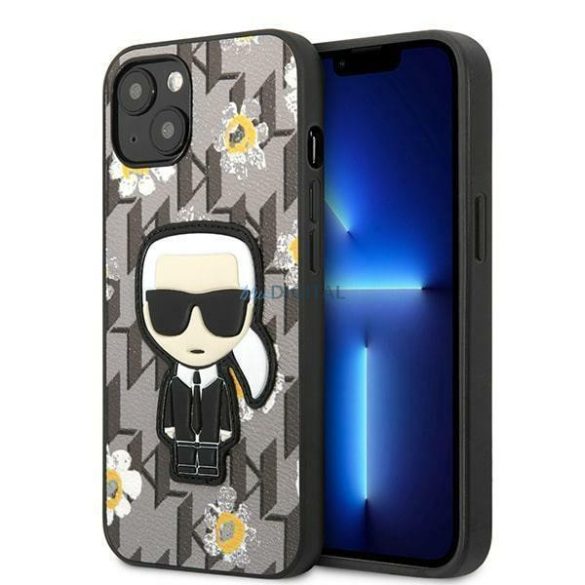 Karl Lagerfeld KLHCP13MPMNFIK1 iPhone 13 6.1" szürke Virág ikonikus Karl