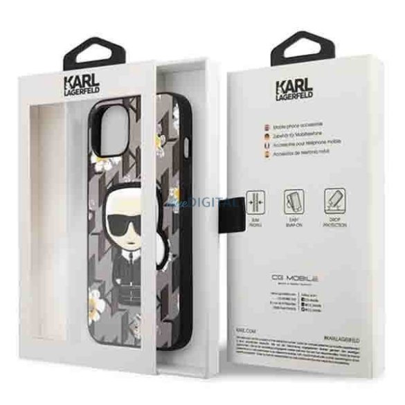 Karl Lagerfeld KLHCP13MPMNFIK1 iPhone 13 6.1" szürke Virág ikonikus Karl