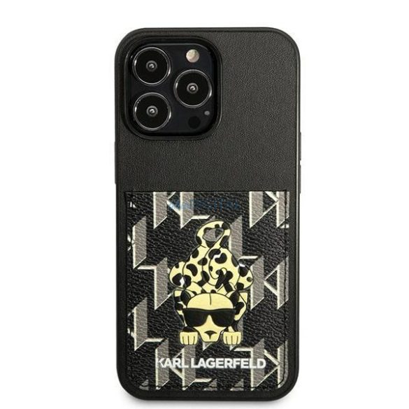 Karl Lagerfeld KLHCP13LCANCNK iPhone 13 Pro / 13 6,1" keménytok fekete Karlimals kártyatartóval