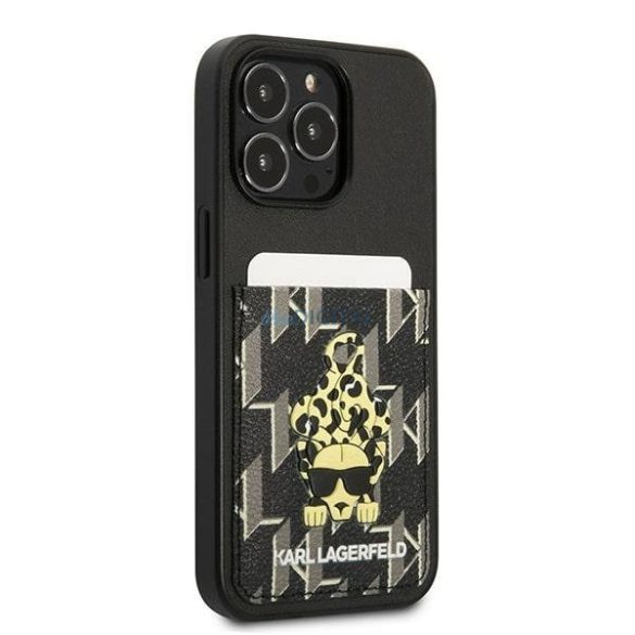 Karl Lagerfeld KLHCP13LCANCNK iPhone 13 Pro / 13 6,1" keménytok fekete Karlimals kártyatartóval