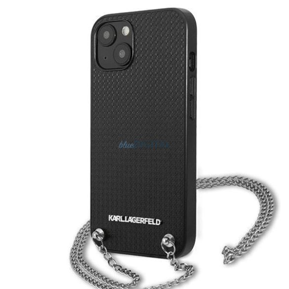 Karl Lagerfeld KLHCP13SPMK iPhone 13 mini 5,4 "kemény tok fekete bőr texturált és lánccal