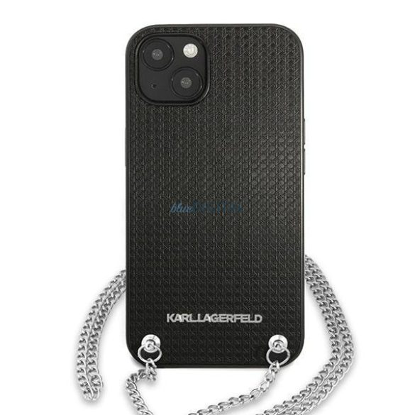 Karl Lagerfeld KLHCP13SPMK iPhone 13 mini 5,4 "kemény tok fekete bőr texturált és lánccal