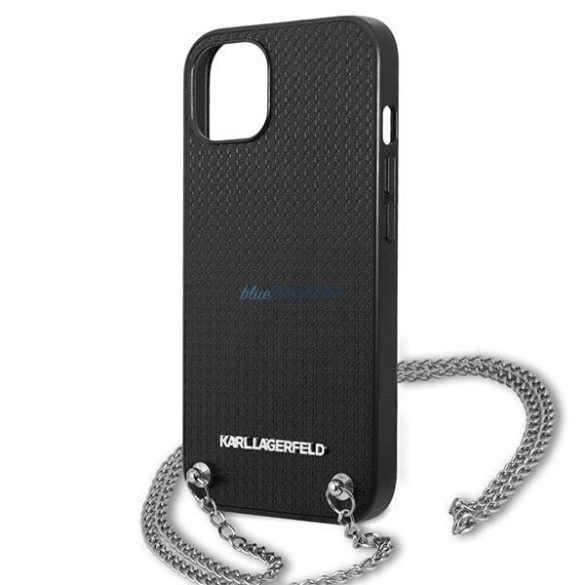 Karl Lagerfeld KLHCP13SPMK iPhone 13 mini 5,4 "kemény tok fekete bőr texturált és lánccal