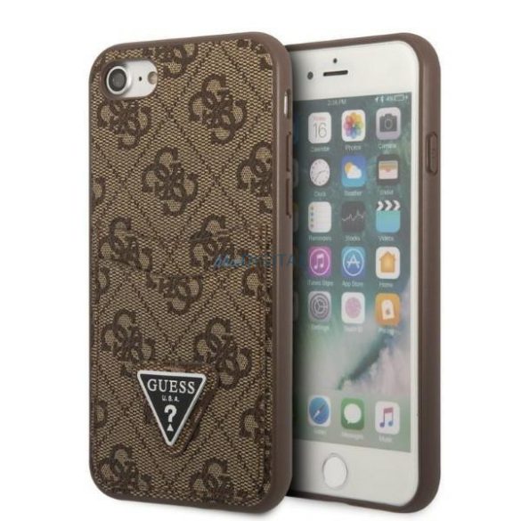 Guess GUHCI8P4TPW iPhone 7/8 SE 2020 / SE 2022 keménytok barna/barna keménytok 4G Triangle Logo Cardslot