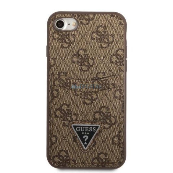 Guess GUHCI8P4TPW iPhone 7/8 SE 2020 / SE 2022 keménytok barna/barna keménytok 4G Triangle Logo Cardslot