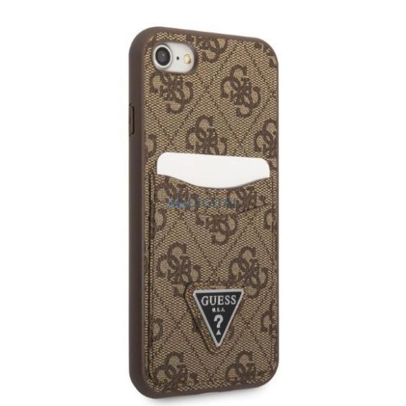 Guess GUHCI8P4TPW iPhone 7/8 SE 2020 / SE 2022 keménytok barna/barna keménytok 4G Triangle Logo Cardslot