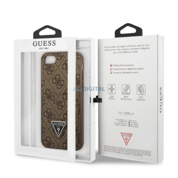 Guess GUHCI8P4TPW iPhone 7/8 SE 2020 / SE 2022 keménytok barna/barna keménytok 4G Triangle Logo Cardslot