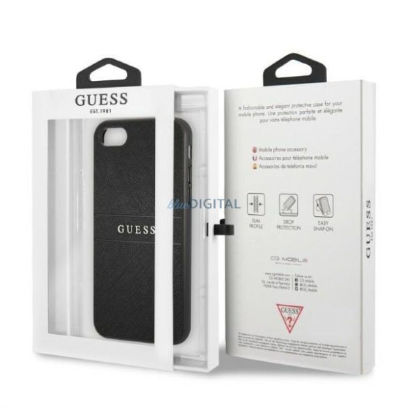 Guess GUHCI8PSASBBK iPhone 7/8 / SE 2020 / SE 2022 fekete/fekete szafiano szíj