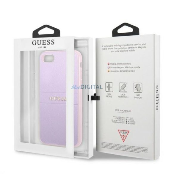 Guess GUHCI8PSASBPU iPhone 7/8 / SE 2020 / SE 2022 keménytok lila szafiano forró bélyegzés és fém logó