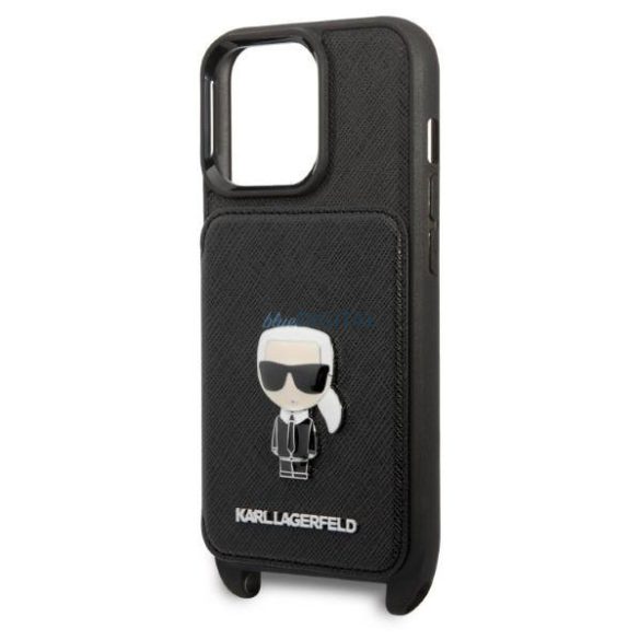 Karl Lagerfeld KLHCP13LSAIPCK iPhone 13 Pro / 13 6.1" keménytok fekete/fekete Sáfrányfény fém Ikonik