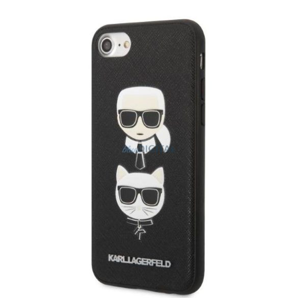 Karl Lagerfeld KLHCI8SAKICKCBK iPhone 7/8 / SE 2020 / SE 2022 fekete keménytok Saffiano Karl&Choupette Head