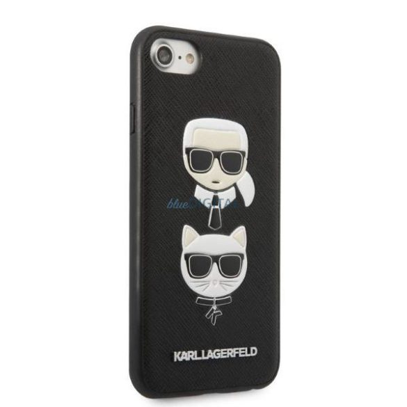 Karl Lagerfeld KLHCI8SAKICKCBK iPhone 7/8 / SE 2020 / SE 2022 fekete keménytok Saffiano Karl&Choupette Head