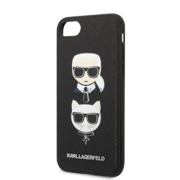 Karl Lagerfeld KLHCI8SAKICKCBK iPhone 7/8 / SE 2020 / SE 2022 fekete keménytok Saffiano Karl&Choupette Head