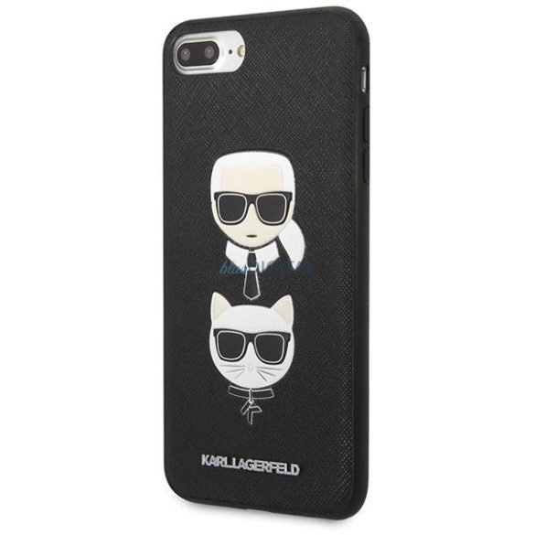 Karl Lagerfeld KLHCI8LSAKICKCBK iPhone 7 Plus / 8 Plus fekete keménytok Saffiano Karl&Choupette Head