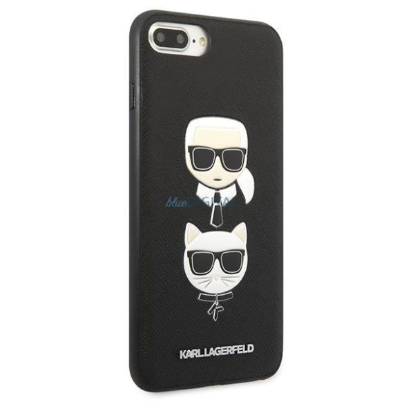 Karl Lagerfeld KLHCI8LSAKICKCBK iPhone 7 Plus / 8 Plus fekete keménytok Saffiano Karl&Choupette Head