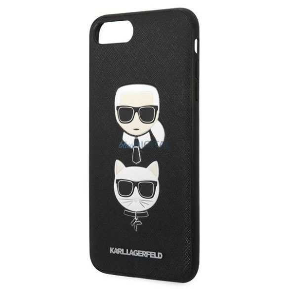 Karl Lagerfeld KLHCI8LSAKICKCBK iPhone 7 Plus / 8 Plus fekete keménytok Saffiano Karl&Choupette Head