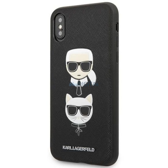 Karl Lagerfeld KLHCI65SAKICKCBK iPhone XS Max fekete keménytok Saffiano Karl&Choupette Head