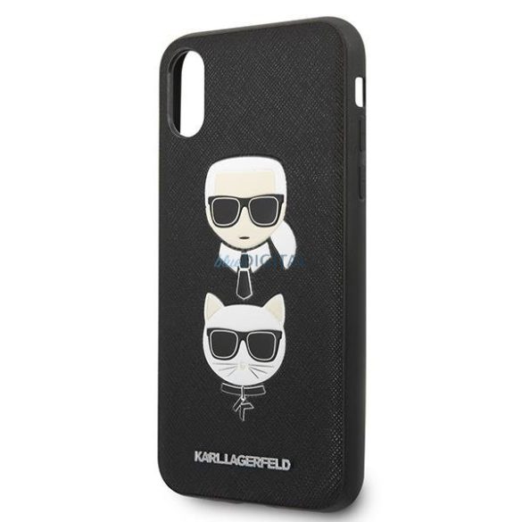 Karl Lagerfeld KLHCI65SAKICKCBK iPhone XS Max fekete keménytok Saffiano Karl&Choupette Head