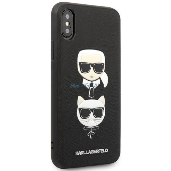 Karl Lagerfeld KLHCI65SAKICKCBK iPhone XS Max fekete keménytok Saffiano Karl&Choupette Head