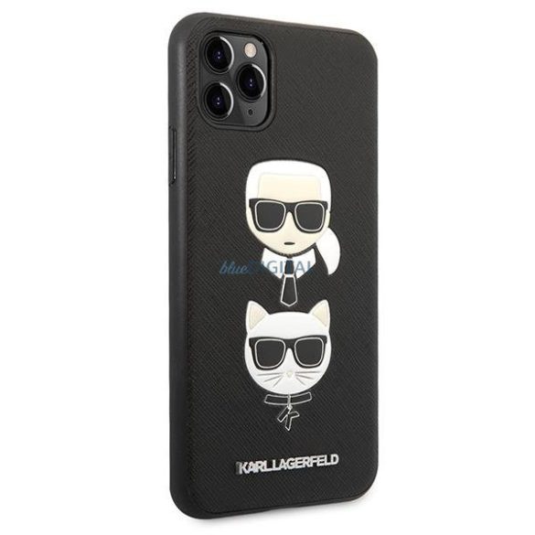 Karl Lagerfeld KLHCN65SAKICKCBK iPhone 11 Pro Max 6,5" fekete keménytok Saffiano Karl&Choupette Head