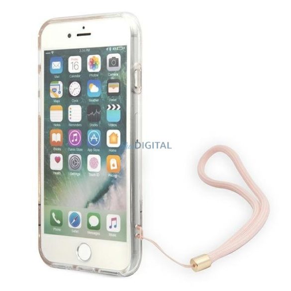 Guess GUOHCI8H4STP iPhone SE 2022 / SE 2020/7/8 rózsaszín / rózsaszín keménytok 4G nyomtatott szíj