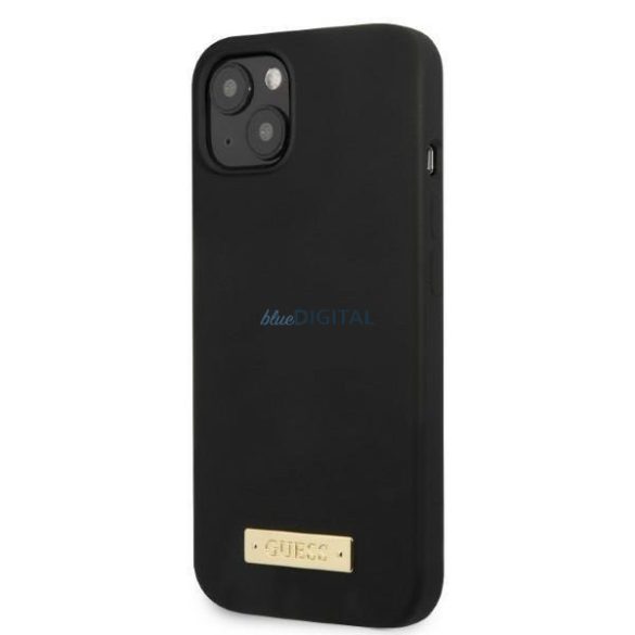 Guess GUHMP13SSPLK iPhone 13 mini 5,4" fekete keménytok Szilikon logós lemez MagSafe