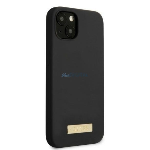 Guess GUHMP13SSPLK iPhone 13 mini 5,4" fekete keménytok Szilikon logós lemez MagSafe