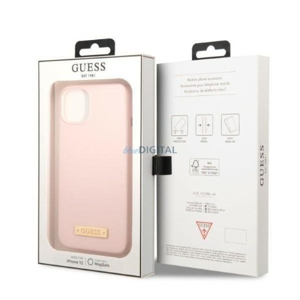 Guess GUHMP13SSBPLP iPhone 13 mini 5,4" rózsaszín keménytok Szilikon logó lemez MagSafe