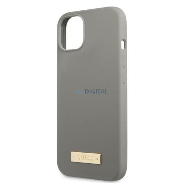 Guess GUHMP13SSPLG iPhone 13 mini 5,4" szürke keménytok Szilikon logós lemez MagSafe