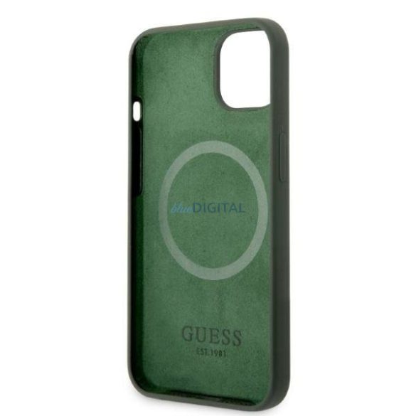 Guess GUHMP13MSBPLA iPhone 13 6.1" zöld/keki keménytok Szilikon logós lemez MagSafe