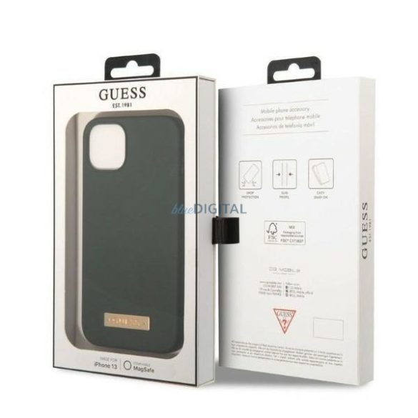 Guess GUHMP13MSBPLA iPhone 13 6.1" zöld/keki keménytok Szilikon logós lemez MagSafe