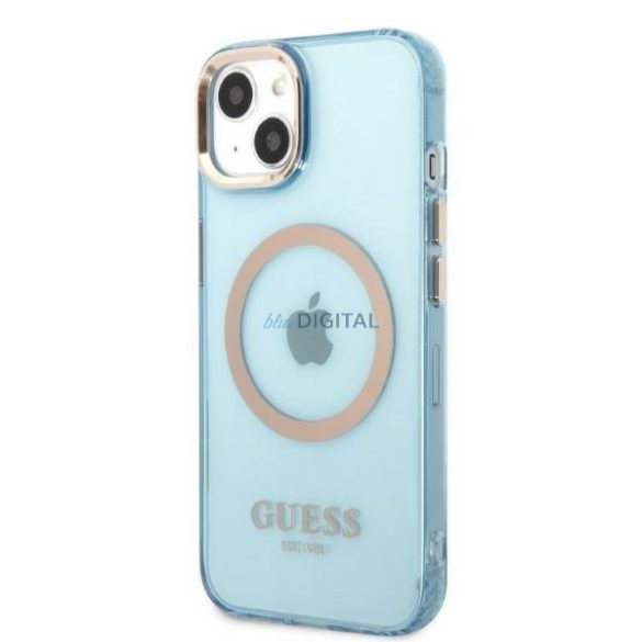 Guess GUHMP13MHTCMB iPhone 13 6,1" kék keménytok Arany kontúr átlátszó MagSafe