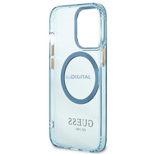 Guess GUHMP13LHTCMB iPhone 13 Pro / 13 6,1" kék keménytok arany kontúrú, áttetsző MagSafe