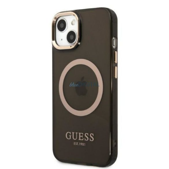 Guess GUHMP13MHTCMK iPhone 13 6,1" fekete keménytok arany kontúrú, áttetsző MagSafe