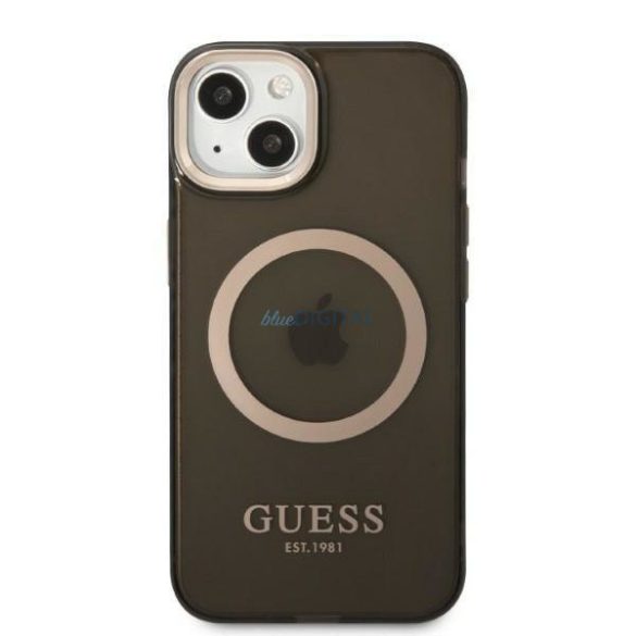 Guess GUHMP13MHTCMK iPhone 13 6,1" fekete keménytok arany kontúrú, áttetsző MagSafe