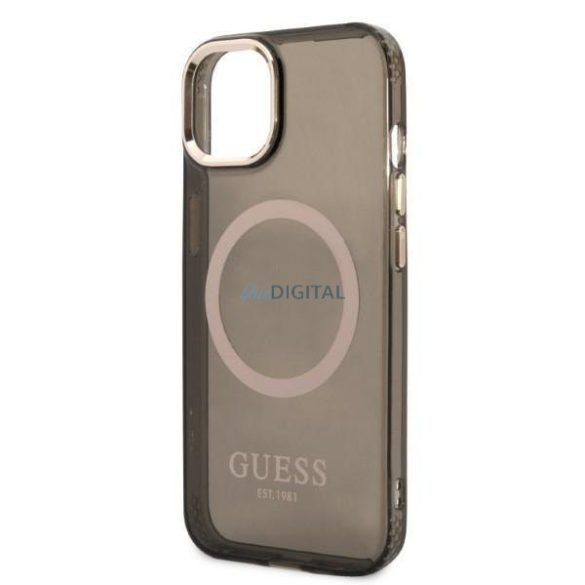 Guess GUHMP13MHTCMK iPhone 13 6,1" fekete keménytok arany kontúrú, áttetsző MagSafe