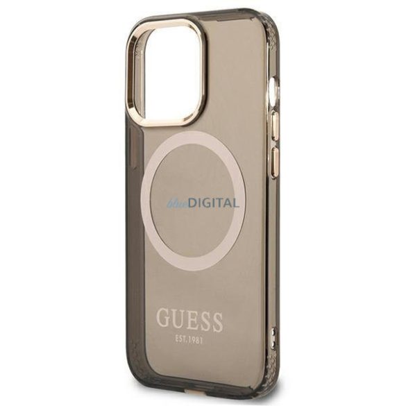 Guess GUHMP13XHTCMK iPhone 13 Pro Max 6,7" fekete keménytok arany kontúrú, áttetsző MagSafe