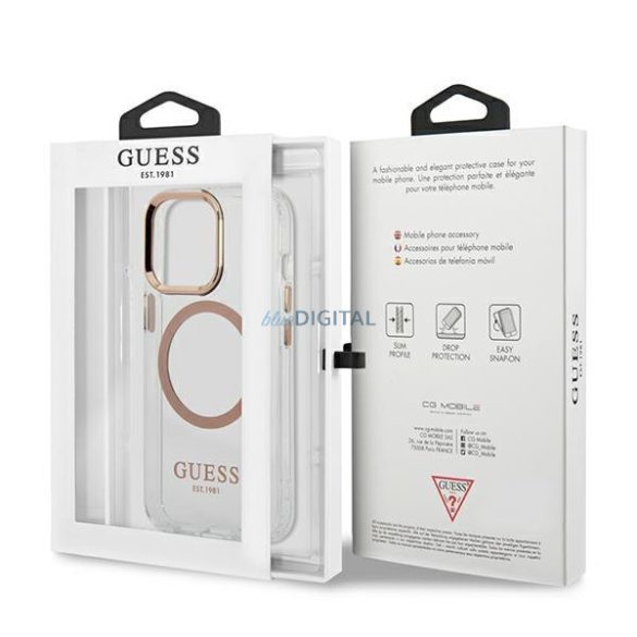 Guess GUHMP13XHTRMD iPhone 13 Pro Max 6.7 "arany kemény tok fém kontúr Magsafe