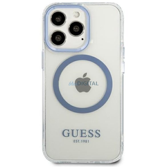 Guess GUHMP13LHTRMB iPhone 13 Pro / 13 6,1" kék keménytok fém kontúr Magsafe