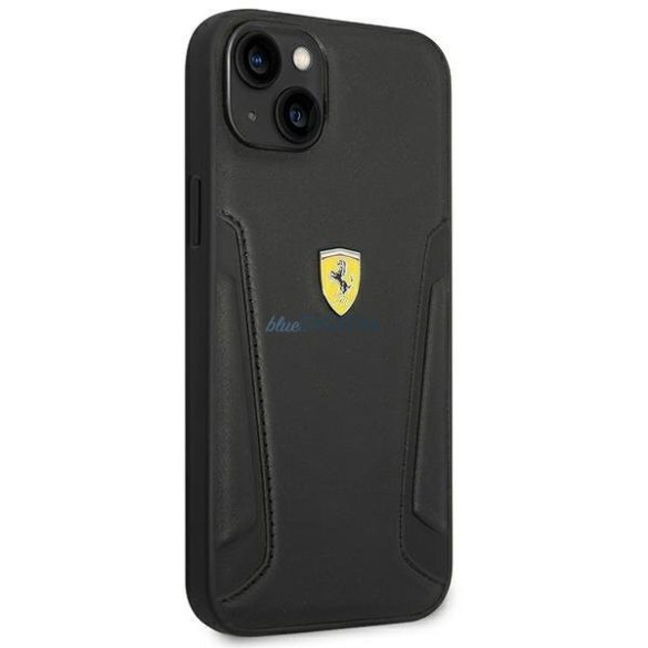 Ferrari FEHCP14SRBUK iPhone 14 6.1 "fekete keménytokos bőr bélyegzős oldalai