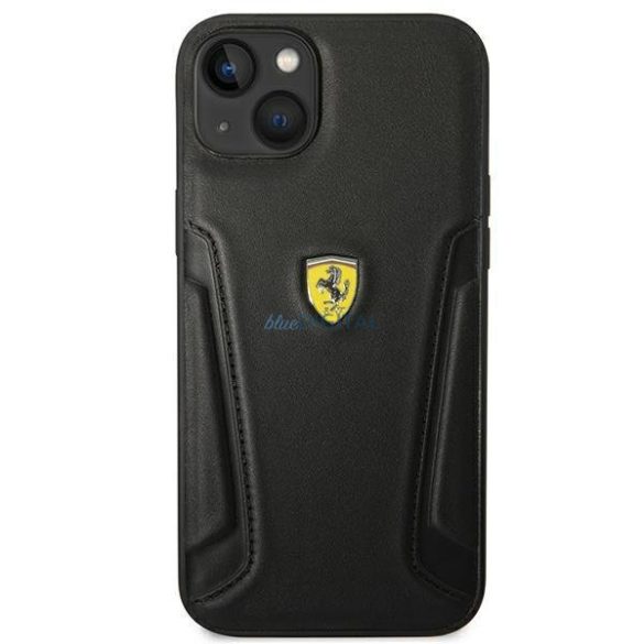 Ferrari FEHCP14MRBUK iPhone 14 Plus 6.7 "fekete keménytokos bőr bélyegző oldalai