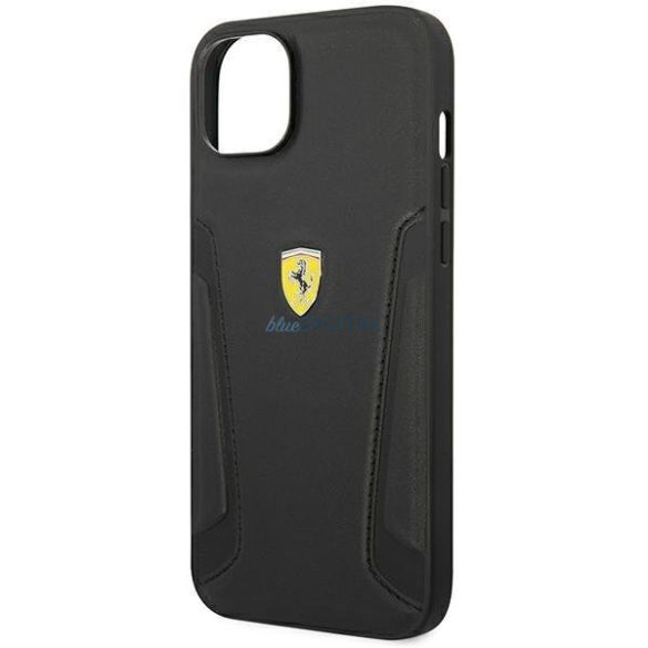 Ferrari FEHCP14MRBUK iPhone 14 Plus 6.7 "fekete keménytokos bőr bélyegző oldalai