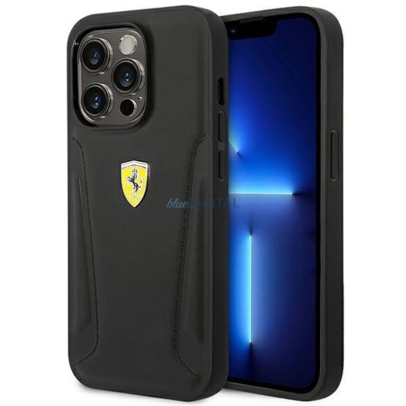 Ferrari FEHCP14LRBUK iPhone 14 Pro 6.1 "fekete keménytokos bőr bélyegzős oldalai