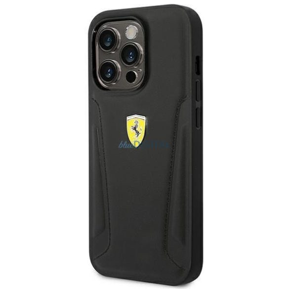 Ferrari FEHCP14LRBUK iPhone 14 Pro 6.1 "fekete keménytokos bőr bélyegzős oldalai