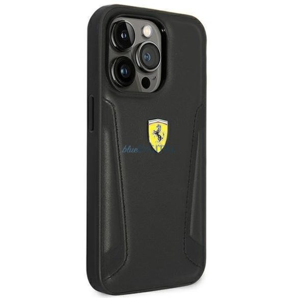 Ferrari FEHCP14LRBUK iPhone 14 Pro 6.1 "fekete keménytokos bőr bélyegzős oldalai