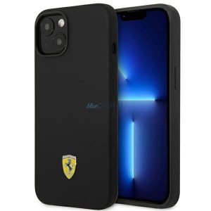 Ferrari FEHCP14MSIBBK iPhone 14 Plus 6,7" fekete keménytok szilikon fém logóval