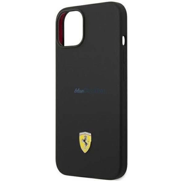 Ferrari FEHCP14MSIBBK iPhone 14 Plus 6,7" fekete keménytok szilikon fém logóval