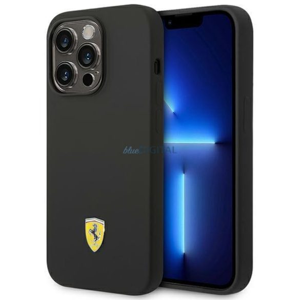 Ferrari FEHCP14XSIBBK iPhone 14 Pro Max 6.7" fekete keménytok szilikon fém logó