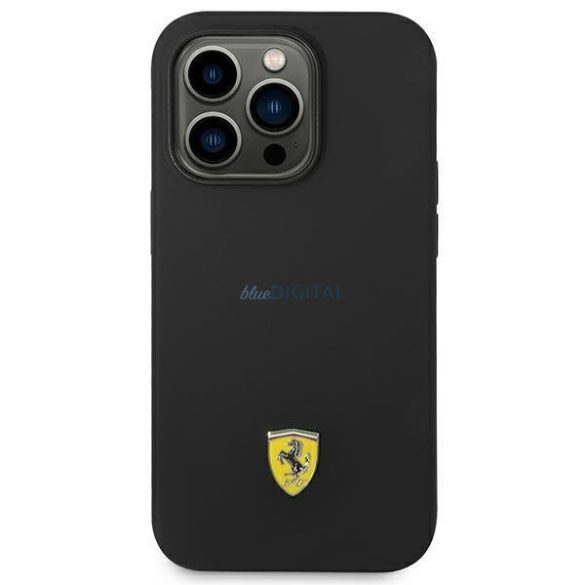 Ferrari FEHCP14XSIBBK iPhone 14 Pro Max 6.7" fekete keménytok szilikon fém logó